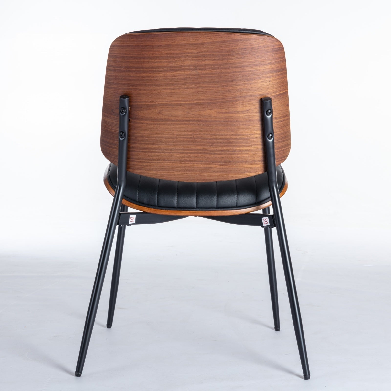 Dining Chairs Set Of 2 Mid Century Modern Retro Faux Leather Chair With Walnut Bentwo