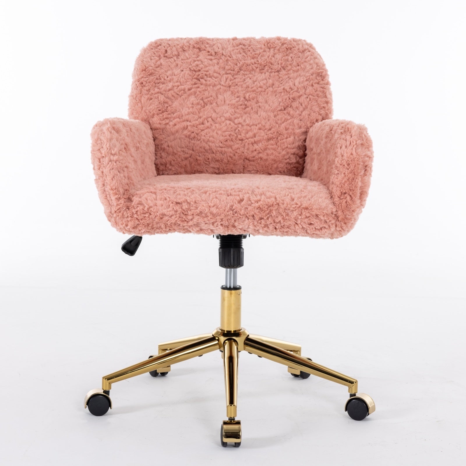 Furniture Artificial Rabbit Hair Office Chair With Gold Base, Adjustable