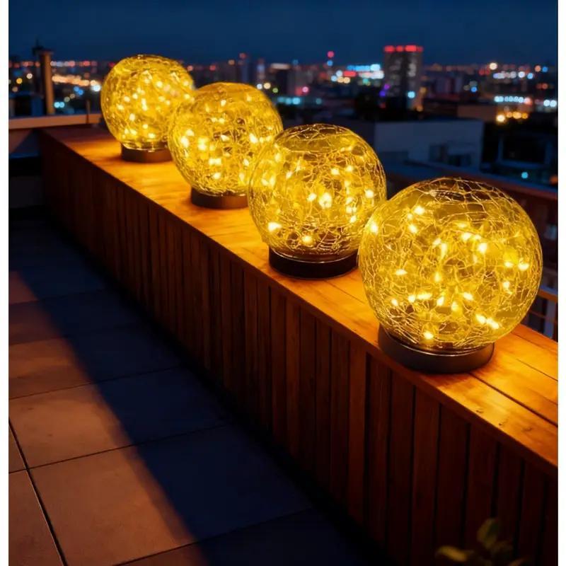 Solar Powered Outdoor Shatterproof High-quality Glass Ball Light With Ground Stakes. Automatic On Off Sensor. Warm, Soft Light Illuminates Patios, Terraces, And Lawns. Suitable For Weddings And Hallow