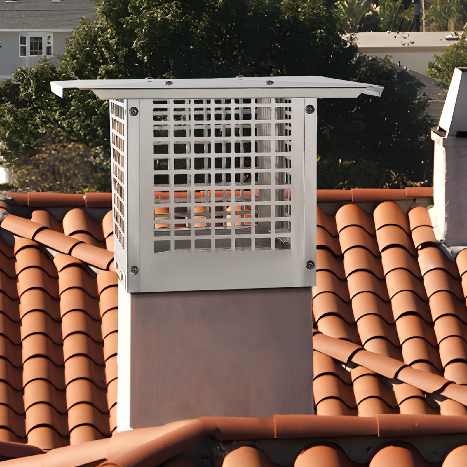 VEVOR Chimney Cap, 9 X 9 Inch, 304 Stainless Steel Fireplace Chimney Cover, Not Easily Toppled & Practical Accessories & Easy Installation, Fits Mesh Flue Covers Outside Clay Flue Shingles, Silver