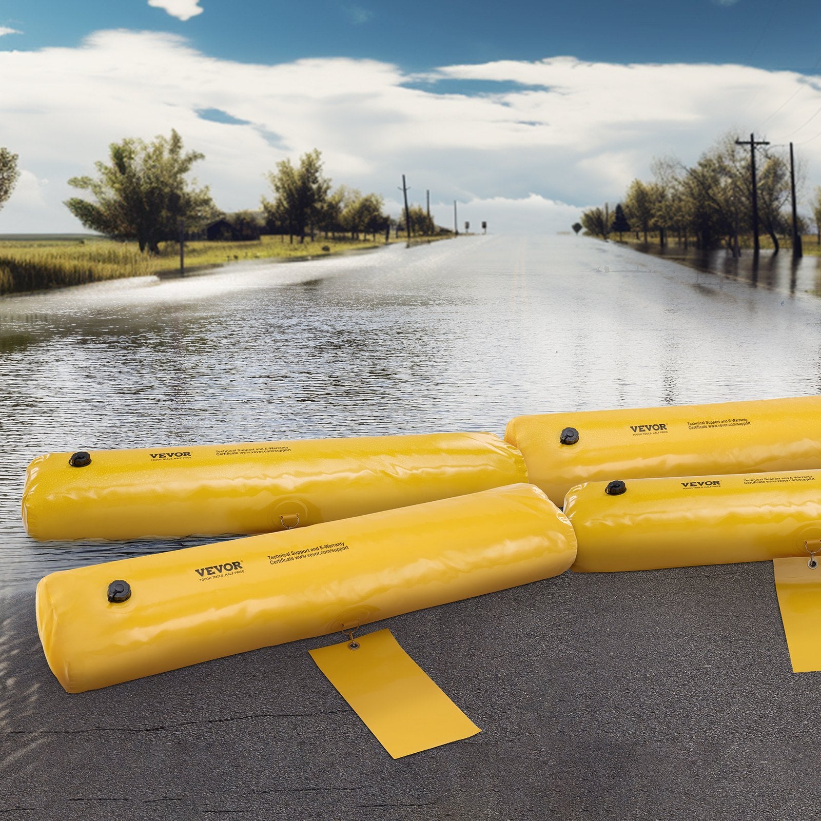 VEVOR Flood Barriers, SandbagAlternative Flood Bags 4 Pack,  Flood Barrier For Home, Water Barriers For Flooding, Doorway, Driveway 4FTx6in