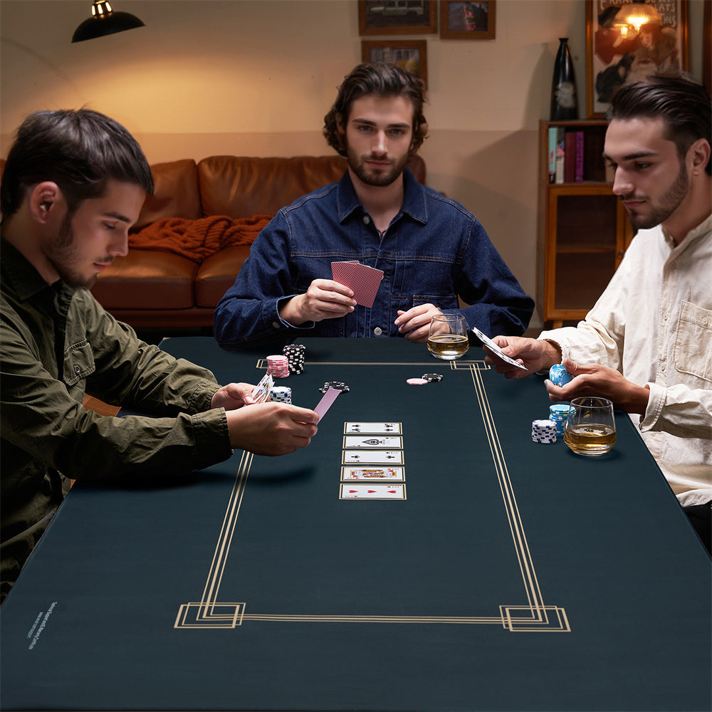 VEVOR Poker Table Top 70 X 35 Inch Poker Mat 6-8 Players Foldable With Bag Green