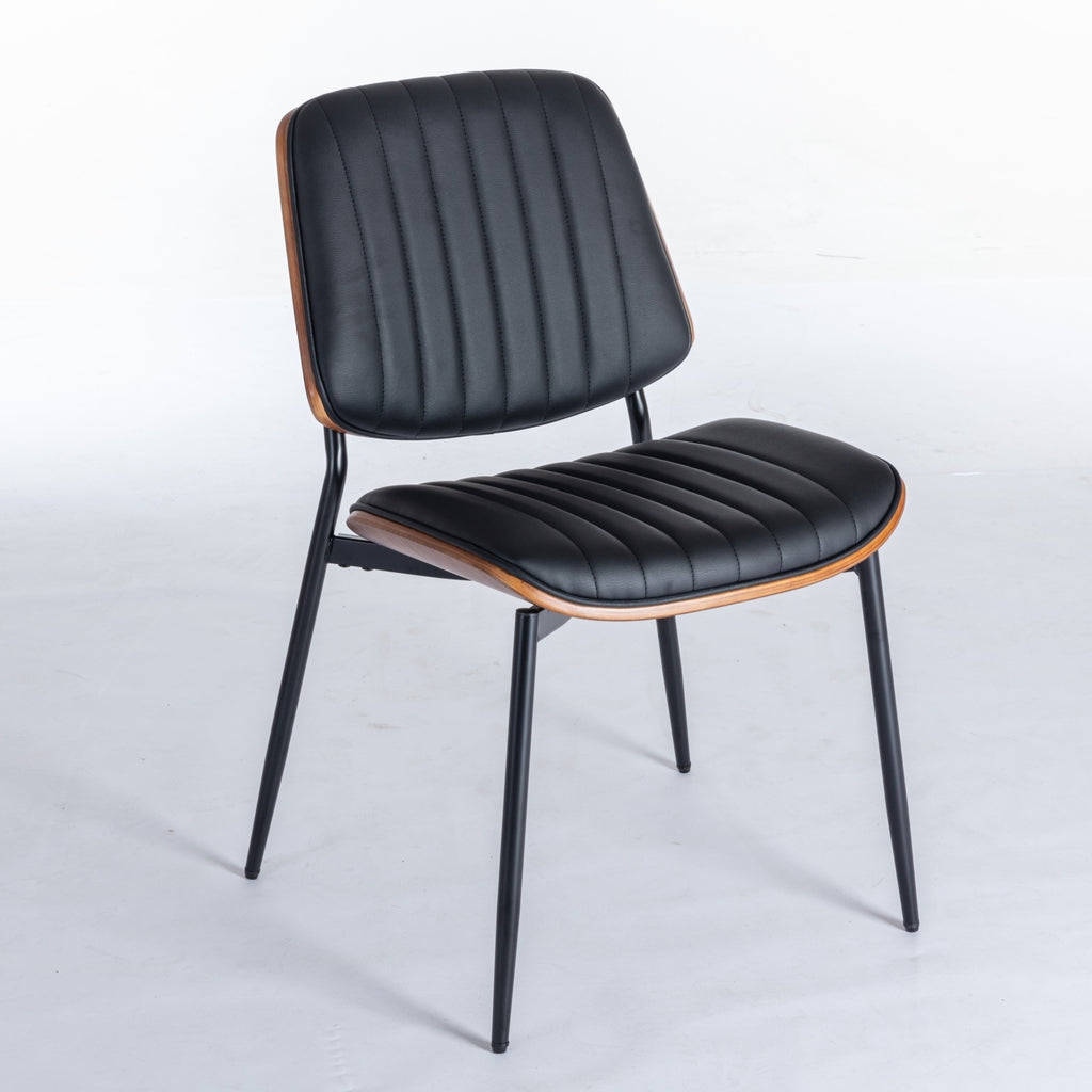 Dining Chairs Set Of 2 Mid Century Modern Retro Faux Leather Chair With Walnut Bentwo