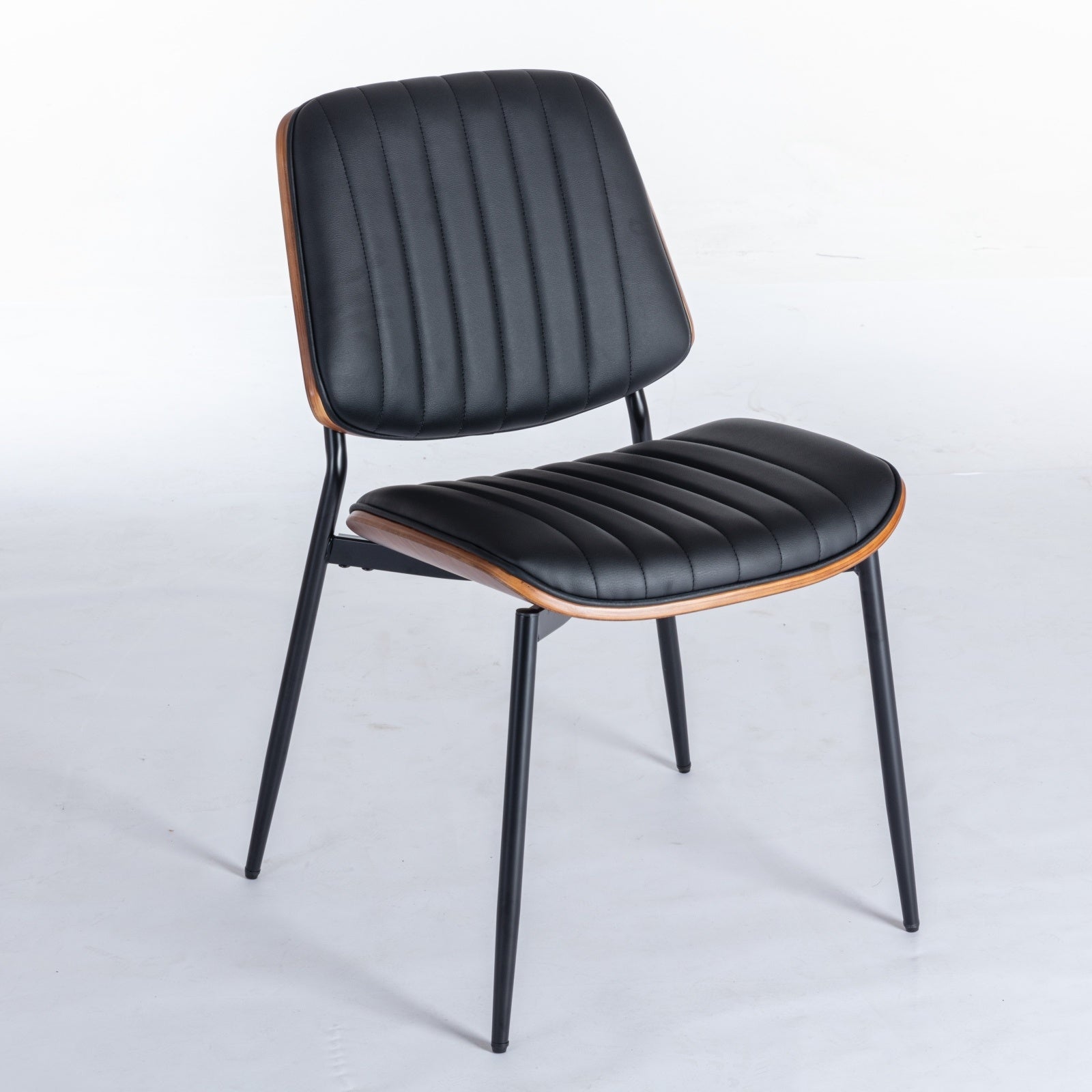 Dining Chairs Set Of 2 Mid Century Modern Retro Faux Leather Chair With Walnut Bentwo