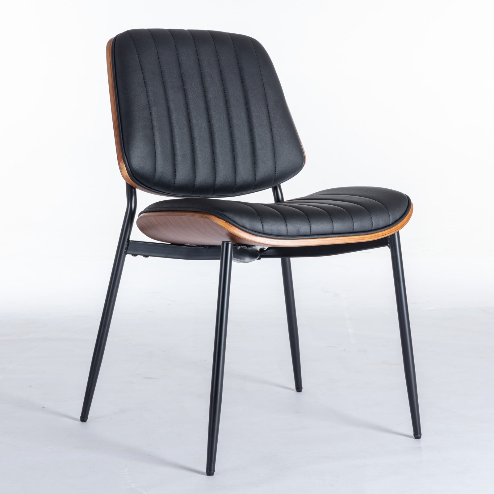 Dining Chairs Set Of 2 Mid Century Modern Retro Faux Leather Chair With Walnut Bentwo