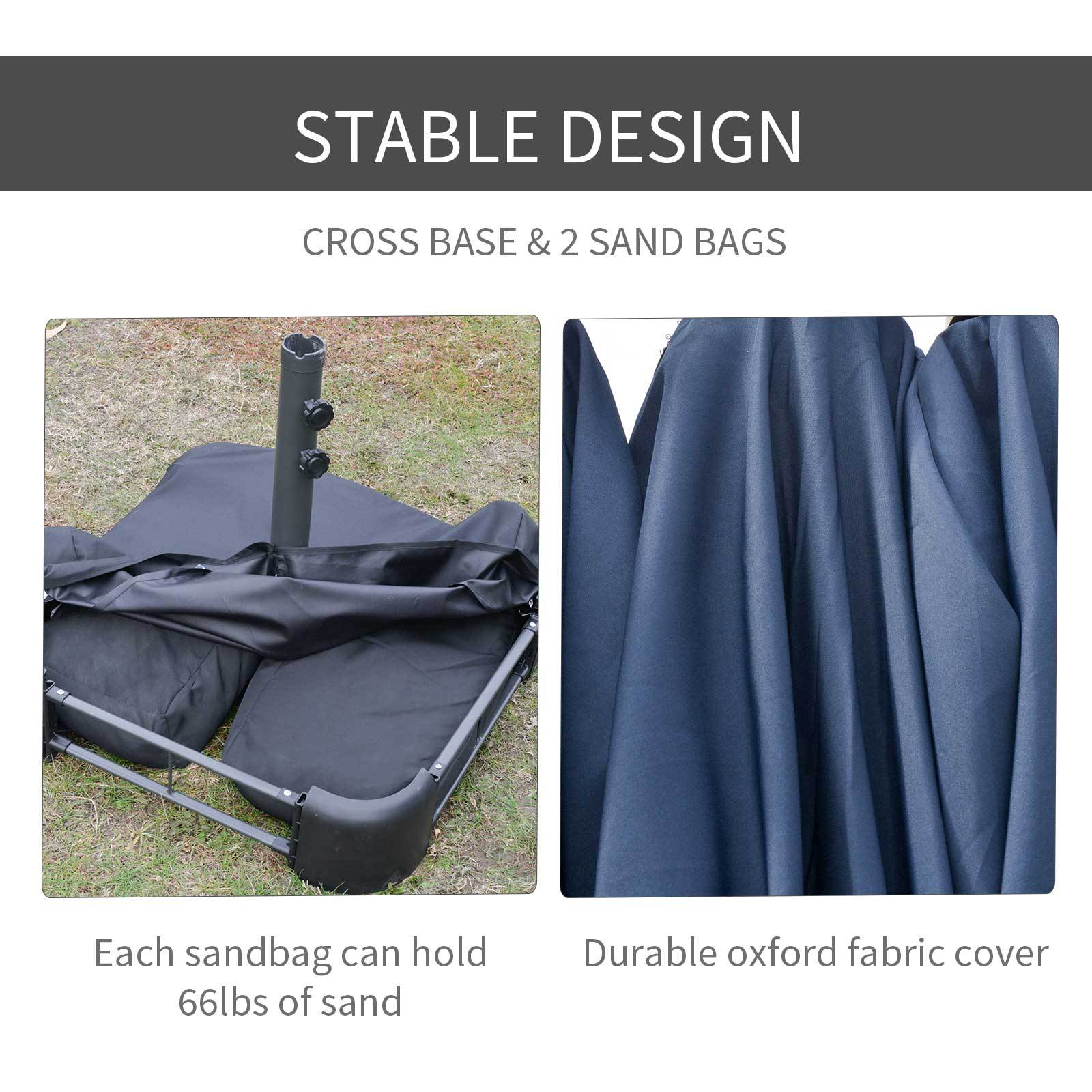 15ft Double-Sided Patio Umbrella Rust-Resistant Steel Umbrella For Poolside Shade, For Easy Crank Deck, Pool, Patio, Dark Blue