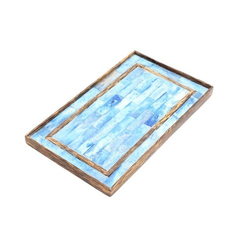 Ribaldi Handmade Bone Inlaid Wooden Tray  Decor & Serving Tray