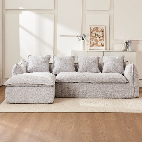 Provided Sofa Deep Seat Sofa 3 Seater For Living Room Oversized Comfy Sofa L-Shape Sofa Couch With Chaise Home Furniture Sleeper Sectional Sofa For Apartment, Office Left Hand Facing